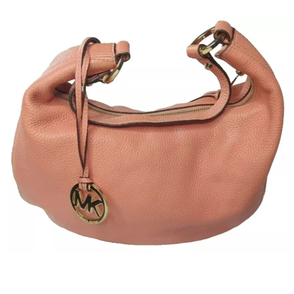 Michael Kors Rhea Zip Leather Hobo Burnt Orange Shoulder Bag Medium Size